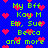 Blue background with green text and red pixel hearts scattered throughout, displaying repeated phrases like 'My Bff' and 'Becca'.