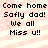 Pixelated text on a striped background reads 'Come home Safly dad! We all Miss u!!' with no visible animation changes.