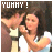 Animated contact sheet of three frames showing a cartoon couple with text "YUHNY!" in the top-left corner, each frame displaying slight variations in color and pose.