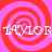 Four identical spiral patterns with red and pink hues, each containing the text 'TAYLOR' in a stylized font.