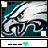 Animated contact sheet of a Philadelphia Eagles logo animation with text progression from "GI" to "GI EAGLES" across 18 frames, featuring pixelated eagle head and green heart symbols on dark teal background.