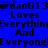 Blue background with black pixelated text repeating 'JordanG13 Loves Everything And Everyone' in a pattern