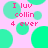 Pixelated image with pink background and green circles, displaying repeated text "I luv collin 4 ever" in pink font.