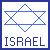 A pixelated Star of David symbol with a white background and blue border, below which the word 'ISRAEL' appears in blocky black letters.