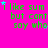 Bright pink background with green text reading "i like sum but cant say who" repeated in a , small blue and purple stars scattered throughout