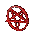 Red circular icon with a star-like symbol inside, transitioning through multiple rotational and structural variations across frames.
