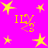 Yellow stars and 'ILY3' text on a bright pink background with no visible animation changes.