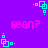 Pixelated cyan square icons and pink text 'sean?' on a purple background, with no visible motion changes.