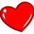 Two red heart shapes side-by-side on a white background with visible pixelation and anti-aliasing edges.