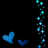 Blue pixelated hearts and floating particles animate against a black background with the name BLAIR displayed in blue text.