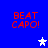 Blue background with red pixelated text 'BEAT CAPO!' repeated four times and three white stars in different positions.