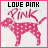 Animated pink dog icon with 'LOVE PINK' text above, showing color and transparency variations across frames.