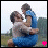 A 3x2 contact sheet of six animated frames showing a couple embracing outdoors with repeated text "They were Crazy for each other" on white backgrounds, featuring pink heart symbols and pixelated rendering.