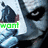 A pixelated face with dark eyes and a blue-and-white color scheme displays changing text over time.