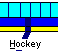 Animated contact sheet of a hockey-themed AIM buddy icon showing sequential frames of a stick figure player in various actions on an ice rink background with repeated "Hockey" text labels.