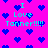 Pixelated pink background with scattered blue hearts and repeated cyan text reading "I Love Tanner!!!!!" in multiple positions.