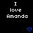 Pixelated text 'I love Amanda' repeated with blue heart symbols on a black background, showing animation changes across observations.
