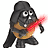 Pixelated character resembling Darth Vader with a guitar, holding red lightsaber-like object in various poses.