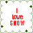 A static image with four identical arranged in a , each containing red text "I love SHOW" on a white background bordered by green floral patterns
