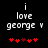 Pixelated text 'i love george v' above red heart symbols on black background, with one central heart changing color between frames.