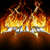 A 2x2 contact sheet of a fire-themed animated icon showing flames, text elements, and a gray transparency background across three sampled frames.
