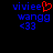 Pixelated text and symbols on black background: blue 'viviee' with red heart, blue 'wangg', blue '<33'