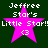 Four identical pixelated images of a pink star with text above and below, each showing 'Jeffree Star's Little Star!!' in white block letters on dark green background.