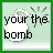 Pixelated icon with bomb graphic and text 'your the bomb' on light green background, border color varies across frames.