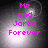 Pixelated text 'Me and Jared Forever' in bright pink on a grayscale background with shifting light effects.