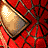 Red background with black spiderweb pattern and metallic gold accents, featuring text "SPIDER-MAN" and "MAY 3" in pixelated font.