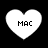Four white heart shapes on black background with 'MAC' text inside each heart, varying in pixelation and edge sharpness across frames.