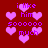 Red background with pink hearts and purple text reading 'i like him soooooo much' in pixelated style.