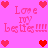 Pixelated pink background with red hearts and repeated 'Love my best!!!' text in light pink, arranged in a pattern