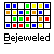25 pixelated squares arranged in 5 and 5 , each containing colored pixels with the text "Bejeweled" below