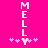 Two vertical of white text spelling 'MELL' on a bright pink background, each with pixelated star and heart symbols below
