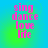 Four identical display pink text 'sing dance love life' on a blue-green gradient background with pixelated text rendering