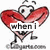 Animated red heart-shaped character with white face and black limbs holding text banners, standing on a white background.