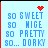 Pixelated blue text on light blue background with red heart and starburst icons, four identical arranged in a