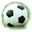 Two pixelated soccer balls with black and white , each encircled by a green border, displayed side-by-side
