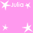 Pink background with white star shapes and repeated 'Julia' text in pixelated font, arranged across the image.