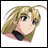 Pixelated anime-style character with blonde hair and gray eyes, wearing a black choker and pink garment, next to text reading "Anime IM" and "COM" on black background.
