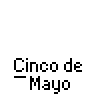 Animated contact sheet of 14 frames showing a pixel art Cinco de Mayo icon with sombreros and text, arranged in a 4x4 grid on gray background.