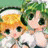 A 48x48 pixel buddy icon featuring two anime-style characters on the left and text elements on a black background to the right, presented as part of an animated contact sheet with two visible frames.