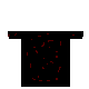 Pixelated white cat with red bow emerges from black container with red splatters against gray background.