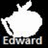 Pixelated white teapot with a stem and spout on black background, red text "Bite Me!" to the right, gray text "Edward" below.