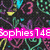 Animated icon with dark background featuring colorful heart-shaped patterns and two text overlays: 'Sophies148' in pink and 'Rox' in green.