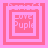 Four pink and white pixelated square icons arranged in a , each with nested borders and partial text elements