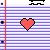 Animated sequence of a red heart on lined notebook paper with visible page-turning motion.