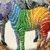 A colorful, pixelated zebra with rainbow stripes walks left to right across a gray background, with a black-and-white 'Dare to be different' text overlay.