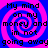 Four identical display a blue and pink spiral background with black pixelated text reading "My mind on my money and im not going away"